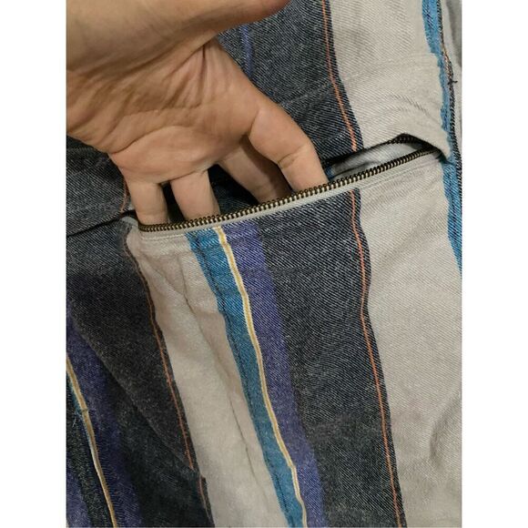 No Boundaries Striped Vintage Hooded Pullover Quarter Button Down Size L - Picture 5 of 10